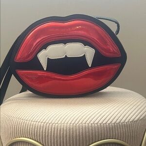 Vampire Lips Crossbody Bag - Red and Black